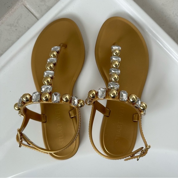 Stuart Weitzman Goldie Crystal Jelly Sandal Size 4 - Picture 7 of 12